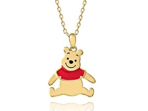 Disney Winnie the Pooh Necklace - Yellow Gold-Plated Sterling Silver Necklace - 18-inch Chain Necklace with Winnie the Pooh Pendant