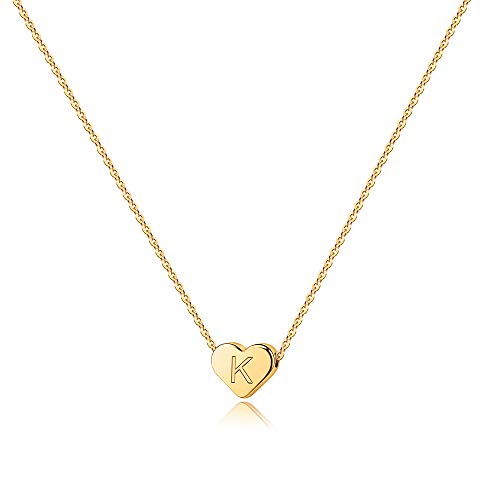 Heart Initial Necklaces for Women Girls - 14K Gold Filled Heart Pendant Letter Alphabet Necklace Heart Initial Necklaces for Women Girls - 14K Gold Filled Heart Pendant Letter Alphabet Necklace