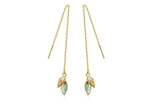 Reffeer 925 Sterling Silver Leaf Threader Earrings Tassel for Women Girls Leaf Dangle Earrings Chain Drops