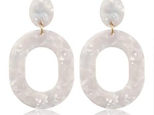Acrylic Earrings For Women Girls Statement Geometric Earrings Resin Acetate Drop Dangle Earrings Mottled Hoop Earrings Fashion Jewelry