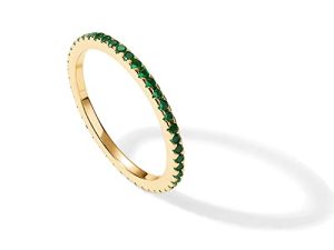 PAVOI 14K Gold Plated Sterling Silver CZ Simulated Diamond Stackable Ring Eternity Bands for Women