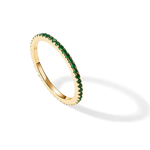 PAVOI 14K Gold Plated Sterling Silver CZ Simulated Diamond Stackable Ring Eternity Bands for Women PAVOI 14K Gold Plated Sterling Silver CZ Simulated Diamond Stackable Ring Eternity Bands for Women