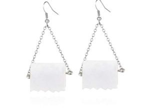 ROSTIVO Toilet Paper Earrings for Women and Girls Novelty Weird Dangle Earrings Toilet Paper Earrings Gag Gift 2020