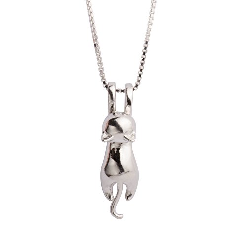 S.Leaf S925 Sterling Silver Cat Necklace Matte Silver Cat Pendant Collarbone Necklace S.Leaf S925 Sterling Silver Cat Necklace Matte Silver Cat Pendant Collarbone Necklace