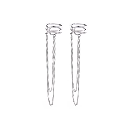 SLUYNZ 925 Sterling Silver No Piercing Cuff Earrings Chain for Women Teen Girls Wrap Earrings Tassel Clip On Ear SLUYNZ 925 Sterling Silver No Piercing Cuff Earrings Chain for Women Teen Girls Wrap Earrings Tassel Clip On Ear