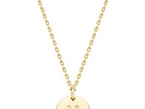 Miabella 925 Sterling Silver or 18K Yellow Gold Over Silver Round Initial Pendant Necklace for Women 18 + 2 Inch Chain