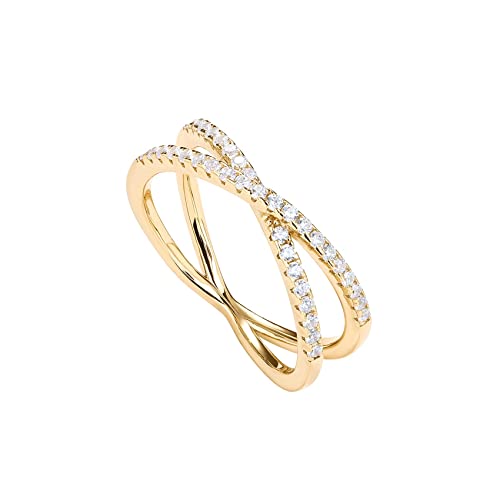 PAVOI 14K Gold Plated X Ring Simulated Diamond CZ Criss Cross Ring for Women PAVOI 14K Gold Plated X Ring Simulated Diamond CZ Criss Cross Ring for Women