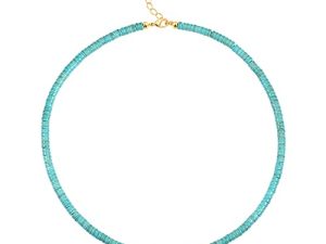 Turquoise Choker Necklace Gold Hematite Beaded Tiny Dainty Minimalist Jewelry for Women 15’’