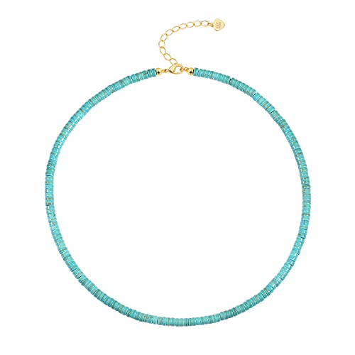 Turquoise Choker Necklace Gold Hematite Beaded Tiny Dainty Minimalist Jewelry for Women 15’’ Turquoise Choker Necklace Gold Hematite Beaded Tiny Dainty Minimalist Jewelry for Women 15’’