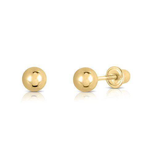 14k Yellow Gold Ball Stud Earrings with Secure Screw-backs 14k Yellow Gold Ball Stud Earrings with Secure Screw-backs