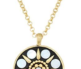 Lucky Brand Gold-Tone Hammered Mother-of-Pearl Pendant Necklace