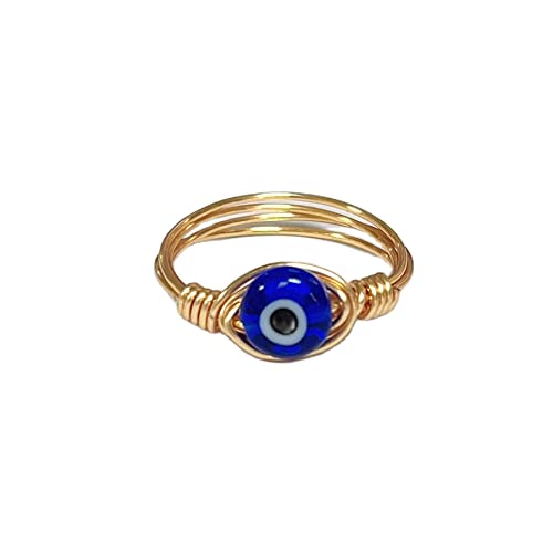 COLORFUL BLING Evil Eye Bead Knuckle Stackable Finger Ring Gold Wire Wrap Ring Healing for Women Girl Stacking Band Ring Jewelry Twining Winding Turkish Amulet Lucky Multi Size COLORFUL BLING Evil Eye Bead Knuckle Stackable Finger Ring Gold Wire Wrap Ring Healing for Women Girl Stacking Band Ring Jewelry Twining Winding Turkish Amulet Lucky Multi Size