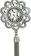 Lucky Brand Silver-Tone Floral Tassel Long Length Pendant Necklace