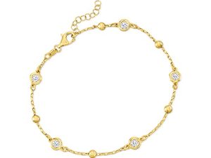 Ross-Simons Italian 1.15 ct. t.w. Bezel-Set CZ Station Anklet