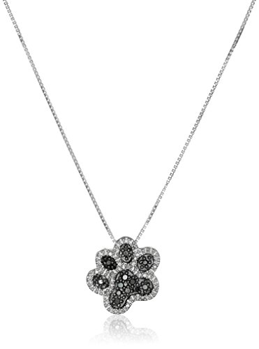 Amazon Collection Sterling Silver Black and White Diamond Dog Paw Pendant Necklace (1/10 cttw) Amazon Collection Sterling Silver Black and White Diamond Dog Paw Pendant Necklace (1/10 cttw)
