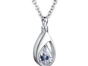 925 Sterling Silver Cremation Jewelry Memorial CZ Teardrop Ashes Keepsake Urns Pendant Necklace for urn Necklaces Ashes Jewelry Gifts