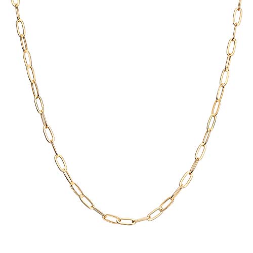 PAVOI 14K Gold Plated Curb Paperclip Box Sphere Bead Snake Herringbone and Figaro Chain Adjustable Necklace PAVOI 14K Gold Plated Curb Paperclip Box Sphere Bead Snake Herringbone and Figaro Chain Adjustable Necklace