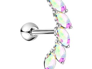 Melighting Helix Earrings 16G Helix Piercing Clear CZ Curved Vine Upper Ear Surgical Steel 316L Cartilage Earrings Tragus Piercing Earrings Studs Women Body Piercing Jewelry