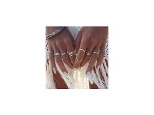 CSIYANJRY99 Boho Star Moon Knuckle Stacking Rings for Women Teen Girls