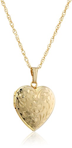 Amazon Collection 14k "Engraved Flowers" Heart Locket Necklace Amazon Collection 14k "Engraved Flowers" Heart Locket Necklace