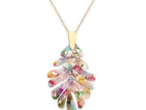ARATLENCH Acrylic Pendant necklace Earrings – Long Statement Leaf Charm Necklace Tortoise Resin Palm Leaf Earrings Fashion Necklaces Earrings for Women Girls