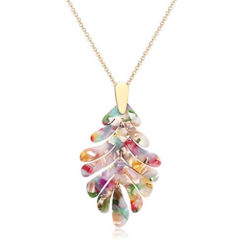 ARATLENCH Acrylic Pendant necklace Earrings – Long Statement Leaf Charm Necklace Tortoise Resin Palm Leaf Earrings Fashion Necklaces Earrings for Women Girls ARATLENCH Acrylic Pendant necklace Earrings – Long Statement Leaf Charm Necklace Tortoise Resin Palm Leaf Earrings Fashion Necklaces Earrings for Women Girls
