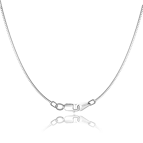 Jewlpire 925 Sterling Silver Chain for Women Girls 0.8mm Box Chain Lobster Claw Clasp - Italian Necklace Chain - Super Thin & Strong - Friendly Price & Quality 16/18/20/22/24 Inch Jewlpire 925 Sterling Silver Chain for Women Girls 0.8mm Box Chain Lobster Claw Clasp - Italian Necklace Chain - Super Thin & Strong - Friendly Price & Quality 16/18/20/22/24 Inch