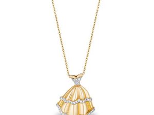 Enchanted Disney Fine Jewelry 14K Yellow Gold Over Sterling Silver 1/10 Cttw Natural White Round Diamond Belle Disney Pendant