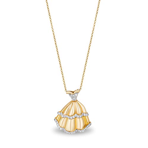 Enchanted Disney Fine Jewelry 14K Yellow Gold Over Sterling Silver 1/10 Cttw Natural White Round Diamond Belle Disney Pendant Enchanted Disney Fine Jewelry 14K Yellow Gold Over Sterling Silver 1/10 Cttw Natural White Round Diamond Belle Disney Pendant