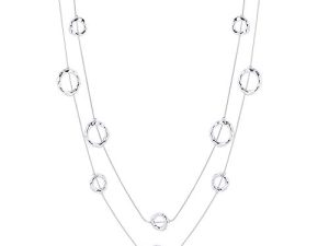 Silver Long Necklaces for Women Fashion Double Layered Sweater Chain Y Necklace for Girls with Gifts Box