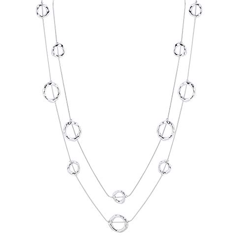 Silver Long Necklaces for Women Fashion Double Layered Sweater Chain Y Necklace for Girls with Gifts Box Silver Long Necklaces for Women Fashion Double Layered Sweater Chain Y Necklace for Girls with Gifts Box