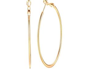 Dainty 70mm 14K Yellow Gold Silver Big Large Hoop Earrings For Women Girls Sensitive Ears Fashion Round Circle Huggie Hypoallergenic Hoops 3 Inch Minimalist Hooped Gifts Bff Birthday