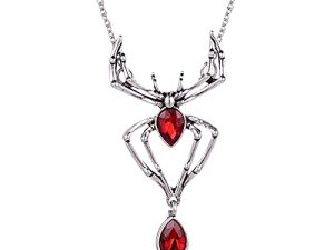 Vintage Gothic Spider Necklace Halloween Crystal Spider Pendant Necklace Punk Style Reptile Animal Jewelry for Woman
