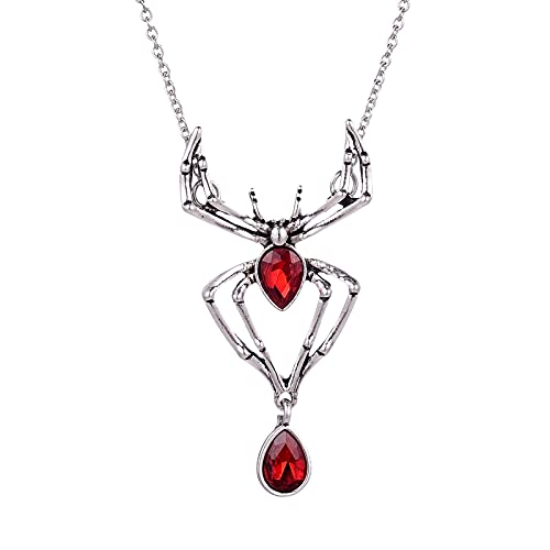 Vintage Gothic Spider Necklace Halloween Crystal Spider Pendant Necklace Punk Style Reptile Animal Jewelry for Woman Vintage Gothic Spider Necklace Halloween Crystal Spider Pendant Necklace Punk Style Reptile Animal Jewelry for Woman