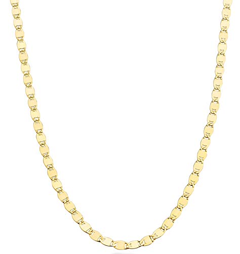 Miabella 18K Gold Over 925 Sterling Silver Italian Sparkle Mirror Link Chain Necklace for Women Teen Girls Miabella 18K Gold Over 925 Sterling Silver Italian Sparkle Mirror Link Chain Necklace for Women Teen Girls