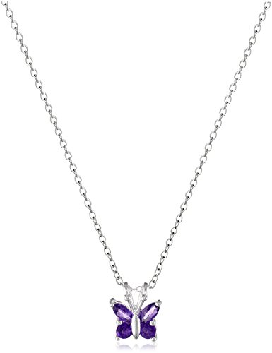 Amazon Collection Sterling Silver Gemstone Butterfly Pendant Necklace Amazon Collection Sterling Silver Gemstone Butterfly Pendant Necklace