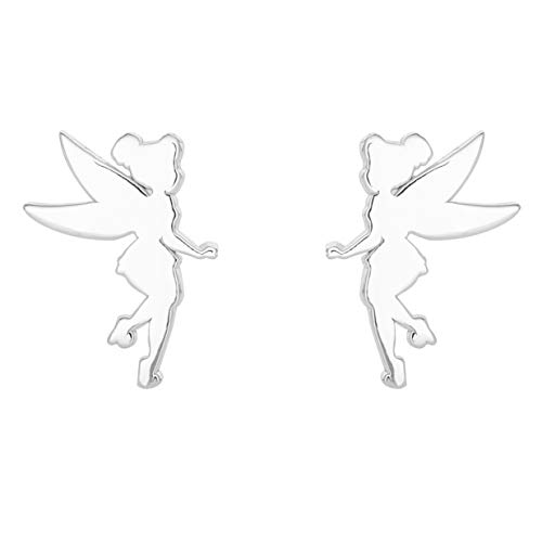 Disney Tinkerbell Sterling Silver Fairy Silhouette Stud Earrings Disney Tinkerbell Sterling Silver Fairy Silhouette Stud Earrings