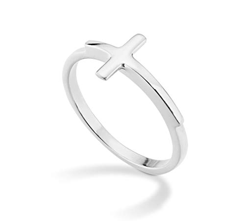 Miabella 925 Sterling Silver or 18Kt Yellow Gold Over SilverSideways Cross Ring for Women Teens Girls Made in Italy Miabella 925 Sterling Silver or 18Kt Yellow Gold Over SilverSideways Cross Ring for Women Teens Girls Made in Italy