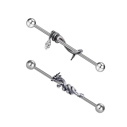 FLOGWE 14G/16G 316L Industrial Barbell Cartilage Earring Surgical Steel Industrial Barbell Cartilage Earring Body Piercing Jewelry for Women Mens… FLOGWE 14G/16G 316L Industrial Barbell Cartilage Earring Surgical Steel Industrial Barbell Cartilage Earring Body Piercing Jewelry for Women Mens…