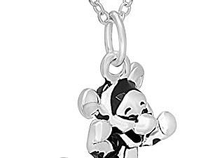 Disney Winnie the Pooh Womens Sterling Silver Necklace - Tigger Pendant Necklace with 18-inch Chain Jewelry for Women