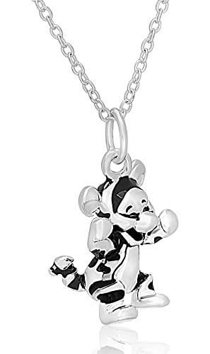 Disney Winnie the Pooh Womens Sterling Silver Necklace - Tigger Pendant Necklace with 18-inch Chain Jewelry for Women Disney Winnie the Pooh Womens Sterling Silver Necklace - Tigger Pendant Necklace with 18-inch Chain Jewelry for Women