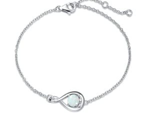 FANCIME 925 Sterling Silver Birthstone Bracelets for Women Dainty Simple Infinity Bracelet Fine Jewelry Birthday Anniversary Christmas Gifts for Girls Mom Wife Her