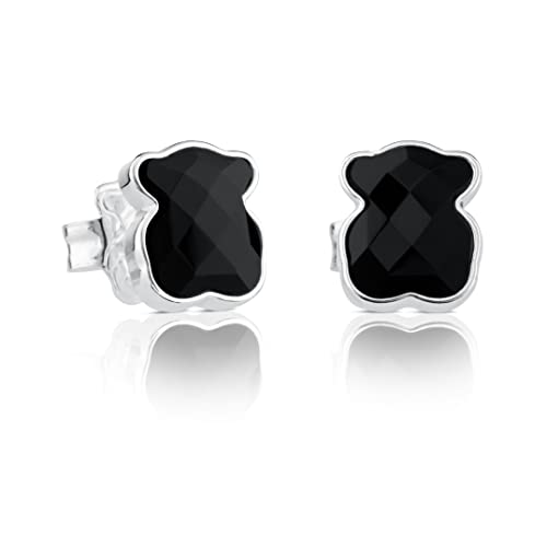 TOUS Sterling Silver and Faceted Onyx Earrings for Women TOUS Sterling Silver and Faceted Onyx Earrings for Women