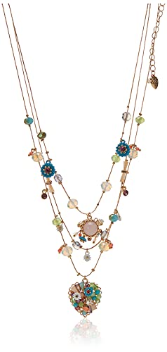 Betsey Johnson Woven Mixed Multi-Colored Bead Flower Heart Illusion Necklace Betsey Johnson Woven Mixed Multi-Colored Bead Flower Heart Illusion Necklace