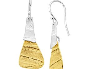 Silpada 'Combination' Drop Earrings in Textured Brass and Sterling Silver