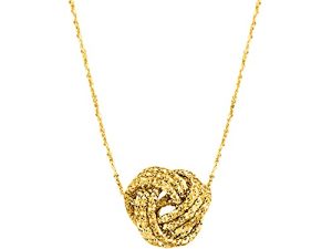 Ross-Simons Italian 14kt Yellow Gold Textured Love Knot Pendant Necklace