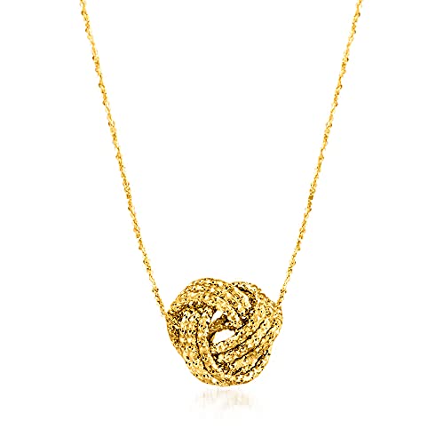 Ross-Simons Italian 14kt Yellow Gold Textured Love Knot Pendant Necklace Ross-Simons Italian 14kt Yellow Gold Textured Love Knot Pendant Necklace