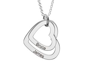Personalized Locked Hearts Necklace with Name Initial Necklaces Engraved 2-4 Names Custom Mother's Love Heart Necklace Pendant Jewelry Gifts forMother's Day Valentine's Day