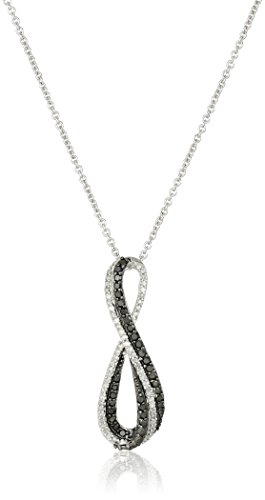 Amazon Collection Sterling Silver Black and White Diamond Infinity Pendant Necklace (1/3 cttw) Amazon Collection Sterling Silver Black and White Diamond Infinity Pendant Necklace (1/3 cttw)
