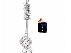 Cathercing Flower Rhinestone Pendant Long Necklace for Women Sweater Chain Statement Necklace Choker Adjustable Elegant Jewelry Accessories Dressy Collocation Winter Evening Party Wedding